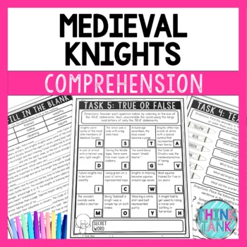 Preview of Medieval Knights Reading Comprehension Challenge - Close Reading - Middle Ages
