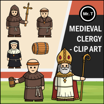 Preview of Medieval Life - Medieval Clergy (Religion - Monk, Nun, Bishop) - Clip Art
