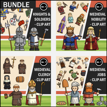 Preview of Medieval Life - Professions, Nobility, Clergy, Knights - Clip Art (BUNDLE)
