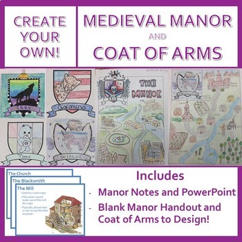Preview of Medieval Manor and Coat of Arms - Create Your Own! (Notes, PP, and Handout)