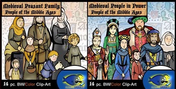 Preview of Medieval People Combo!  Peasants and Power. 28 Pc. Middle Ages Clip-Art Set!