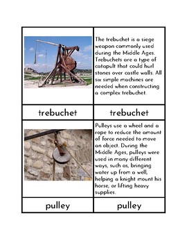 Preview of Medieval Technology (Simple Machines) - Three/Four Part Cards