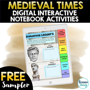 Preview of Medieval Times Free Digital Interactive Notebook Activities 