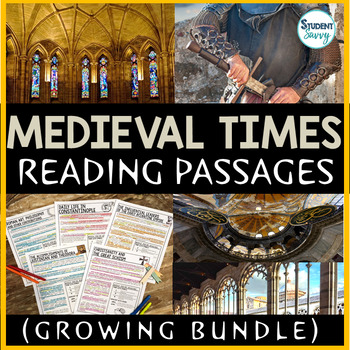 Preview of Medieval Times Reading Passages Bundle - Middle Ages Reading Comprehension