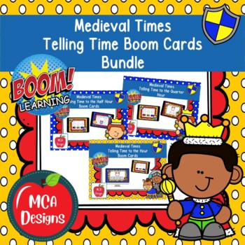 Preview of Medieval Times Telling Time Boom Cards Bundle