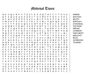 Medieval Times Word Search by ResourcefulRebecca | TpT