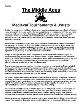 Preview of Medieval Tournaments & Jousts Article & Questions (PDF)