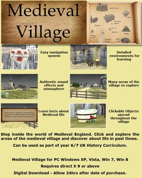 Preview of Medieval Village PC Game activity history medieval research for students.