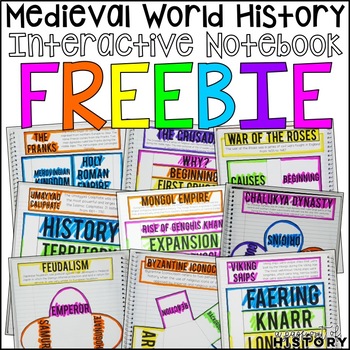 Preview of Medieval World History Interactive Notebook Graphic Organizers Freebie