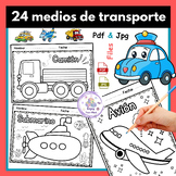 Medios de Transporte hojas de colorear| Transportation Col