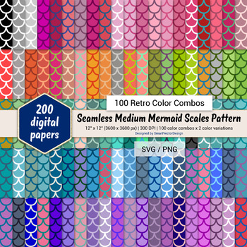 100 Seamless Fish Scale Digital Papers 12x12 300 Dpi Commercial