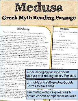 Medusa Reading Comprehension Passage & Questions - Printable & Distance