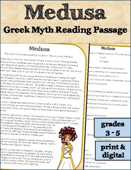 Preview of Greek Myth Reading Passage and Questions: Medusa