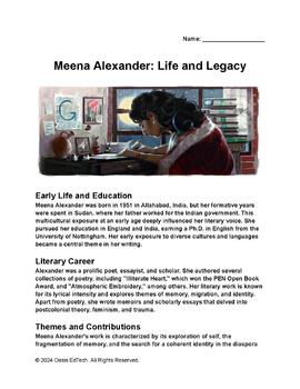 Preview of Meena Alexander Printable Information (Info) Guide