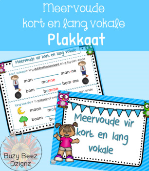 Preview of Meervoude vir kort en lang vokale Plakkaat_Graad 1,2,3 | Gratis (free)