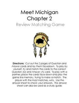 Preview of Meet Michigan Chapter 2 Native American Review Game