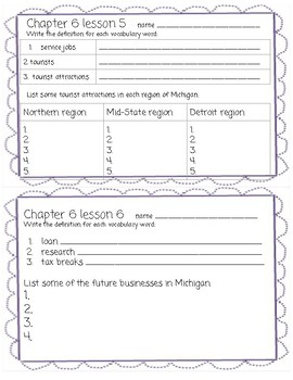 Meet Michigan Chapter 6 Study Guide/Cooperative Learning Activity and Test