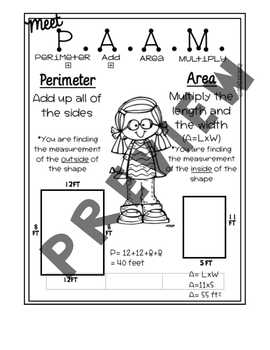 Preview of Meet PAAM! Perimeter and Area Anchor Chart