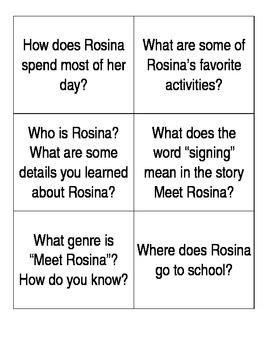 Preview of Meet Rosina Question Cards