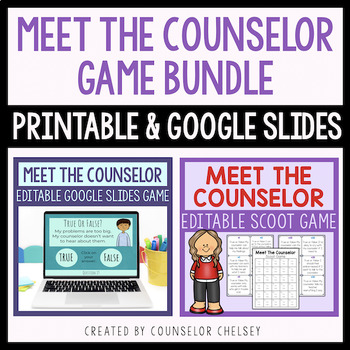 Preview of Meet The School Counselor Game Bundle - Back To School Counseling Activity