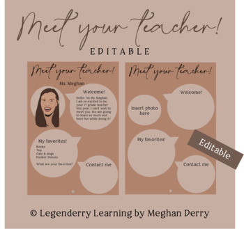 Preview of Meet The Teacher | Editable | Neutral Safari Vibes