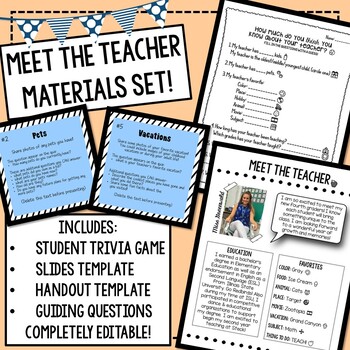 Preview of Meet The Teacher Set: Trivia Game, Handout & Slides