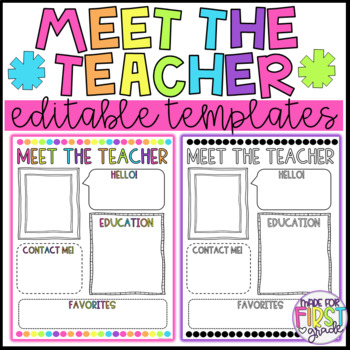 Preview of Meet The Teacher Editable Template: FREE