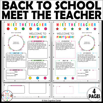 Preview of Meet The Teacher Editable Template Google Slides™, Welcome Back To School.