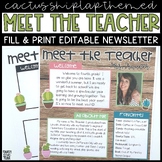 Meet The Teacher Newsletter - Succulent Farmhouse