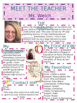 Preview of Meet The Teacher Flyer