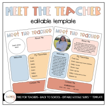 Preview of Meet The Teacher Free Editable Google Slides™ Template