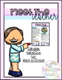 Meet The Teacher Handout *Editable*