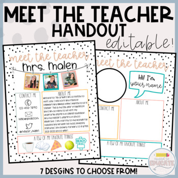 Meet The Teacher Handout Template *EDITABLE* Back to School Handout