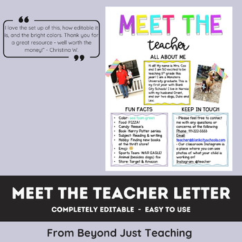 Preview of Meet The Teacher Letter - Editable!