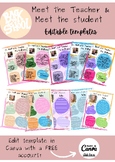 Editable Templates- Meet The Teacher & Meet Your Student