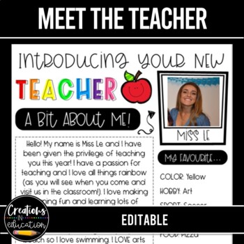 Preview of Meet The Teacher Newsletter EDITABLE Template