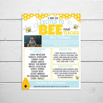 Preview of Meet The Teacher Newsletter, Excited To Bee, Bumble Bee Theme, Welcome Letter