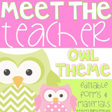 Meet The Teacher Night (Editable Forms & Materials) Owl Theme