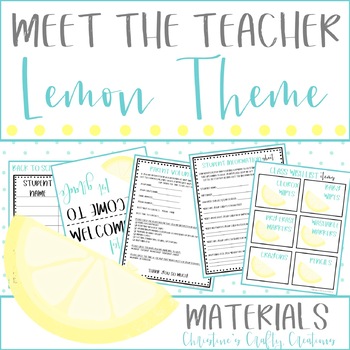 Preview of Meet The Teacher Night (Editable Forms and Materials) Lemon Theme