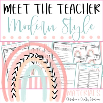 Preview of Meet The Teacher Night (Editable Forms and Materials) Modern Theme