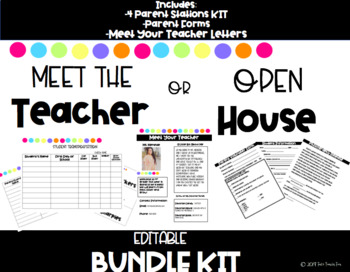 Preview of Meet The Teacher Night/ Open House Bundle EDITABLE - Black White Brights Theme