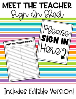 Preview of Meet The Teacher Sign In Sheet