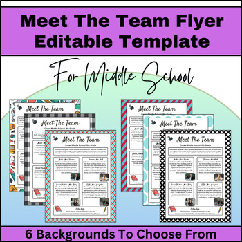 Preview of Meet The Teacher TEAM Flyer Editable Digital Middle School