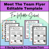 Meet The Teacher TEAM Flyer Editable Digital Middle School