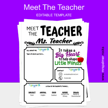 Preview of Meet The Teacher Template (Editable)