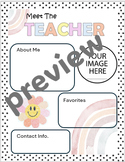 Meet The Teacher Template | Editable Retro Rainbow Boho Colorful