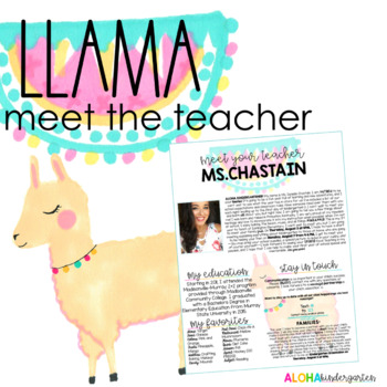Preview of Meet The Teacher - Welcome Letter: LLAMA