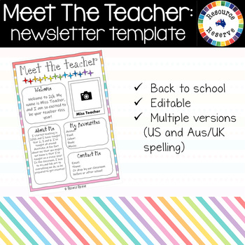 Preview of Meet The Teacher template: Back to School editable letter