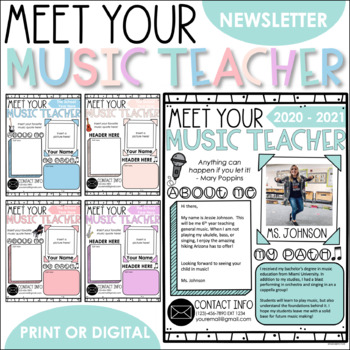 Preview of Meet Your Music Teacher - Meet the Teacher Editable Template