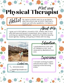 Preview of Meet Your Physical Therapist | Back to School